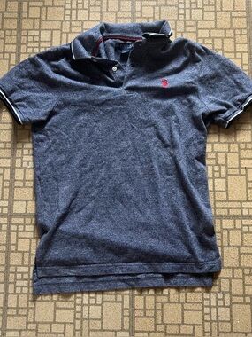 U.S. Polo Assn. Men's Charcoal Gray Polo with White Trim and Red Logo